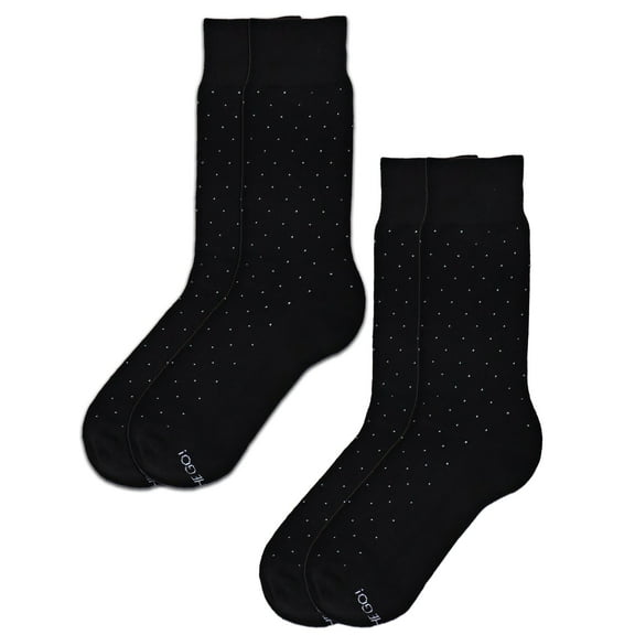 On the Go Men's Dress Socks (2 Pair Pack, Black with Dots)