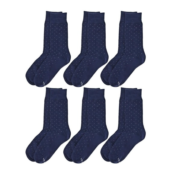 On the Go Men's Dress Socks (6 Pair Pack, Navy with Dots)