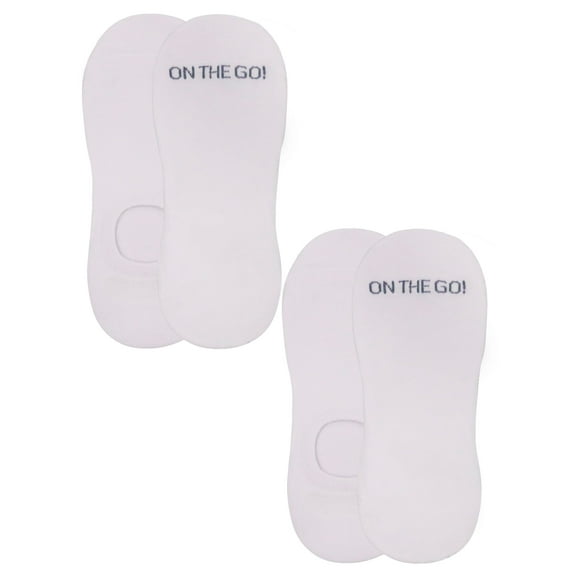 On the Go Men's Invisible Socks (2 Pair Pack, White)