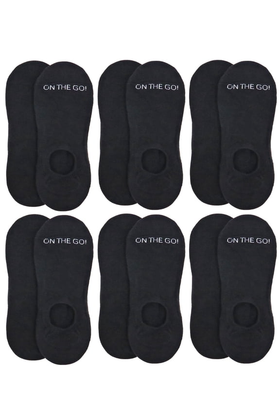 On the Go Men's Invisible Socks (6 Pair Pack, Black)