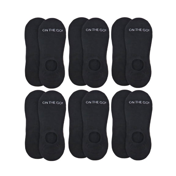 On the Go Men's Invisible Socks (6 Pair Pack, Black)