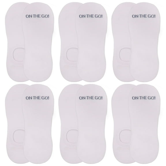 On the Go Men's Invisible Socks (6 Pair Pack, White)