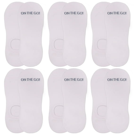 On the Go Men's Invisible Socks (6 Pair Pack, White)