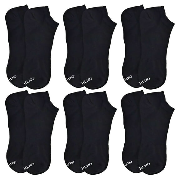 On the Go Men's Low Cut Socks (6 Pair Pack, Black)