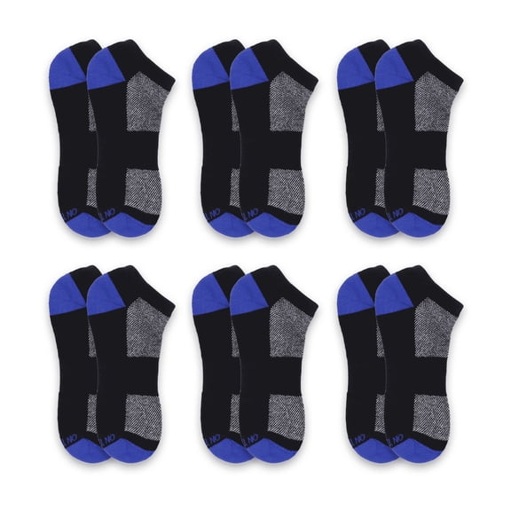 On the Go Men's Low Cut Socks (2 Pair Pack, Blue Contrast Toe Design)