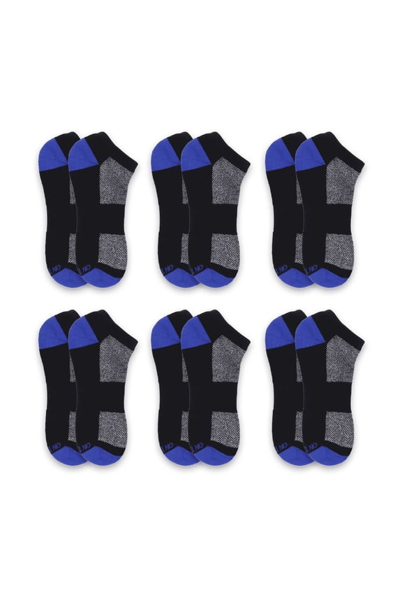 On the Go Men's Low Cut Socks (2 Pair Pack, Blue Contrast Toe Design)