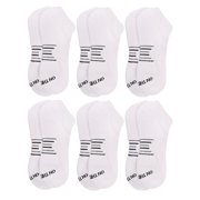 On the Go Mens Low Cut Socks 6 Pair Pack, White with Black and Red Arch Stripes