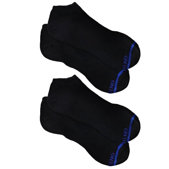 On the Go Men's Performance Socks (2 Pair Pack, Black with Blue Stripe)