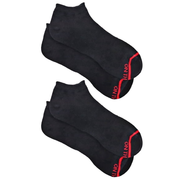 On the Go Men's Performance Socks (2 Pair Pack, Black with Red Stripe)