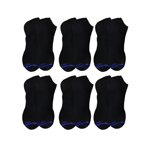 On the Go Men's Performance Socks (6 Pair Pack, Black with Blue Stripe)