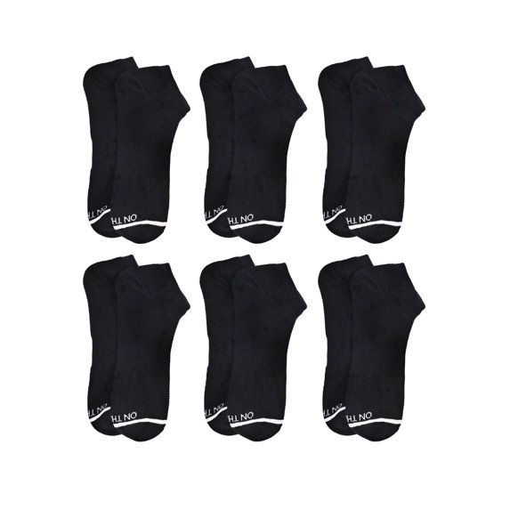 On the Go Men's Performance Socks (6 Pair Pack, Black with White Stripe)