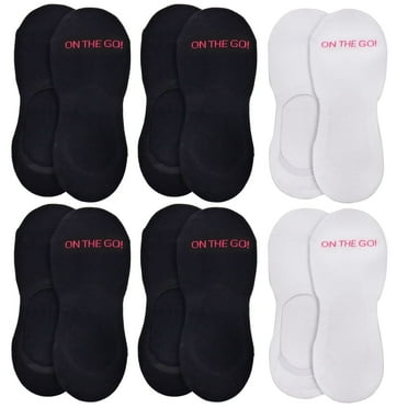 On the Go Women's Athletic Liner (6 Pair Pack, Black and White Combo)