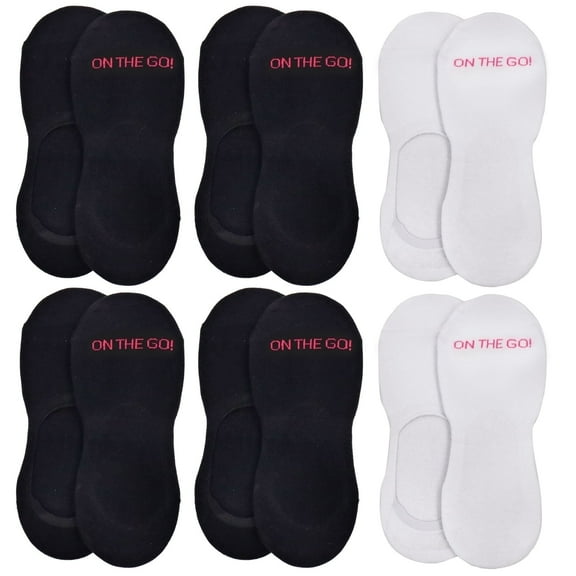 On the Go Women's Athletic Liner (6 Pair Pack, 2 Black and 1 White Combo)