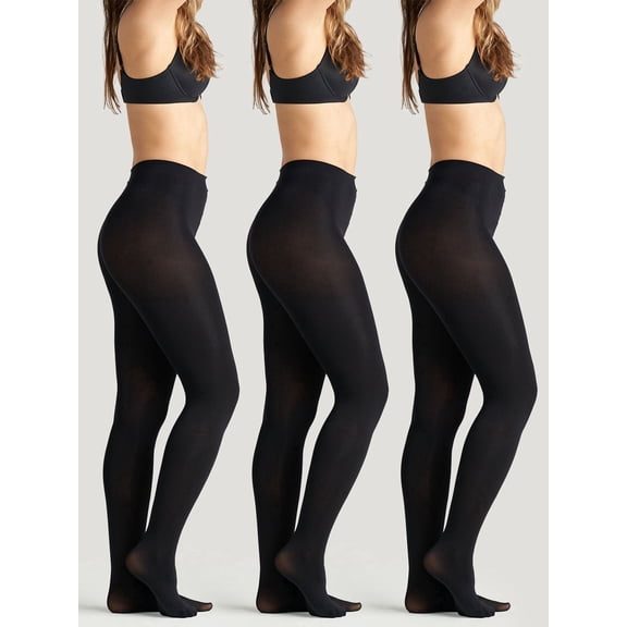 On the Go Women's Blackout Tights (3 Pair Pack, Black, Size L)
