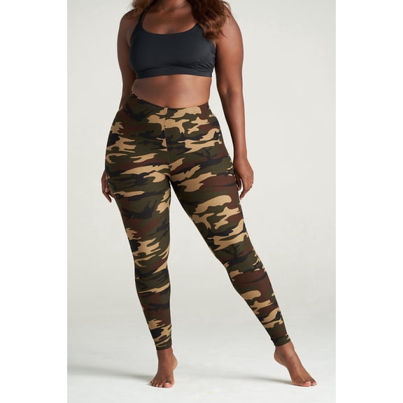 On the Go Women’s Camo Leggings (1 Pair, Green Brown Camo, Size 3X-4X)