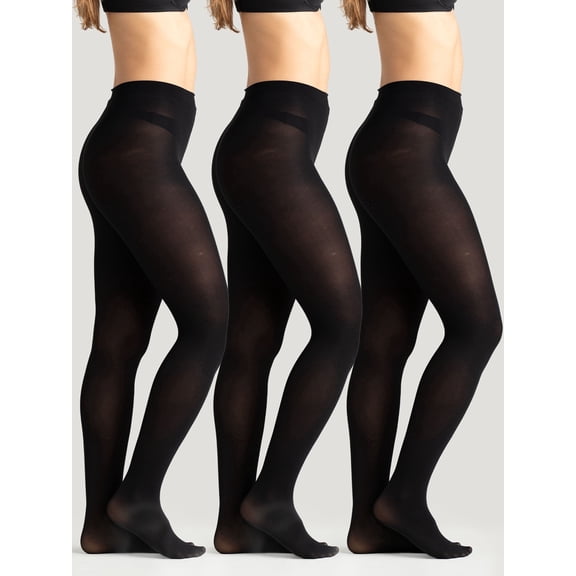 On the Go Women's Control Top Tights (Black, Large, 3 Pack)