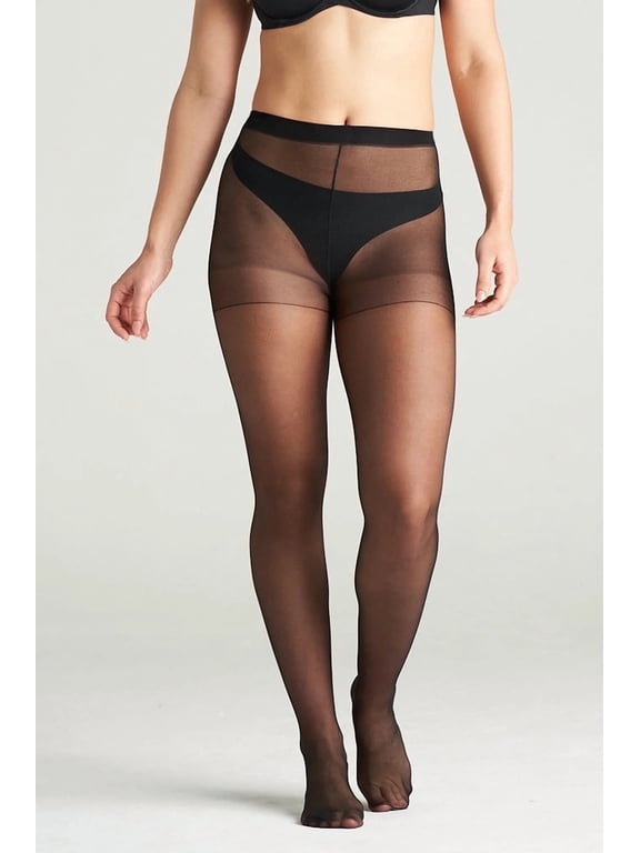 On the Go Women's Day Sheer Pantyhose (1 Pair, Jet Black, Size B)