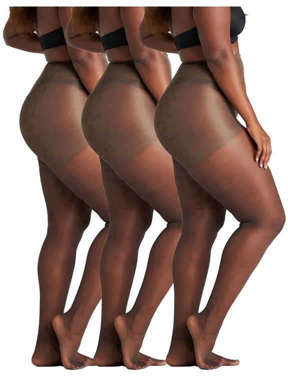 On the Go Women's Day Sheer Pantyhose (3 Pair Pack, Off Black, Size L - Prev. Q)