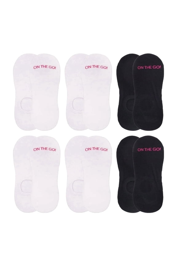 On the Go Women's Invisible Socks (6 Pair Pack, 2 White, 1 Black Combo)