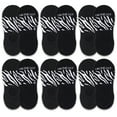 thumbnail image 1 of On the Go Women's Invisible Socks (6 Pair Pack, Black with Zebra Print), 1 of 3