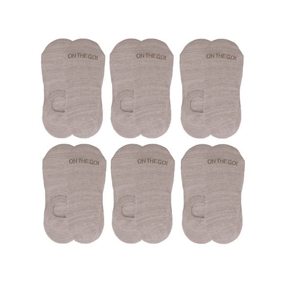 On the Go Women's Invisible Socks (6 Pair Pack, Light Beige Space Dye)