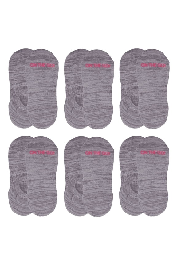 On the Go Women's Invisible Socks (6 Pair Pack, Light Grey Space Dye)