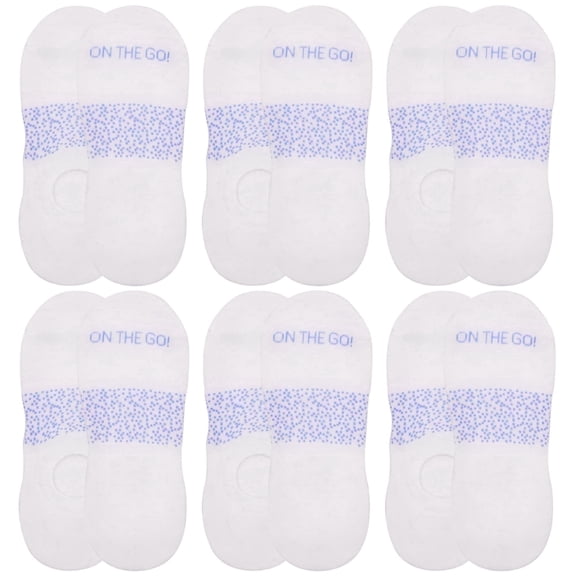 On the Go Women's Invisible Socks (6 Pair Pack, White with Blue Galaxy Arch)