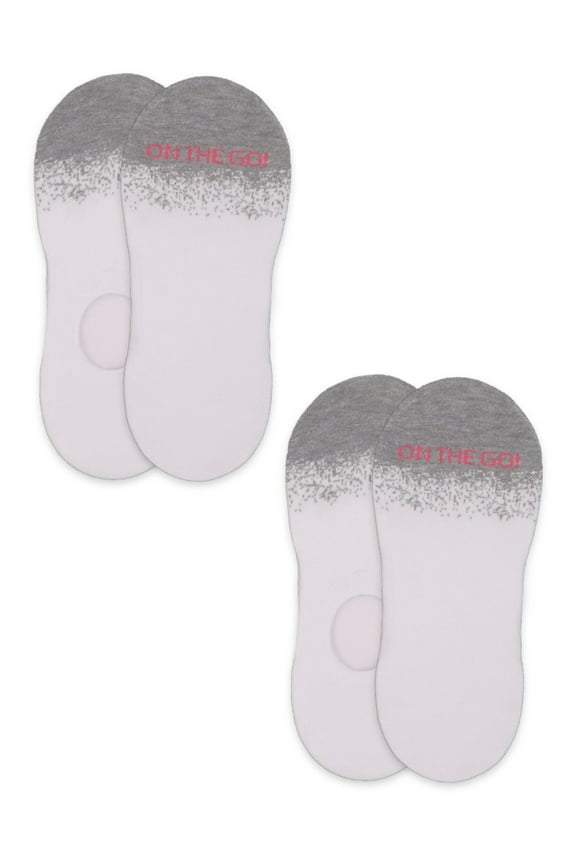 On the Go Women's Invisible Socks (White Grey Confetti Toe)