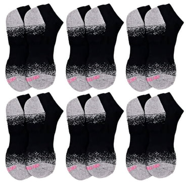 On the Go Women's Low Cut Socks (6 Pair Pack, Black with Grey Speckle Heel and Toe)
