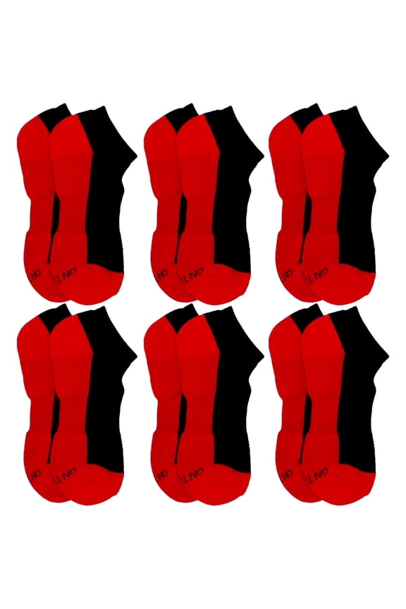 On the Go Women's Cushion Low Cut Socks (6 Pair Pack, Black with Red Sole)