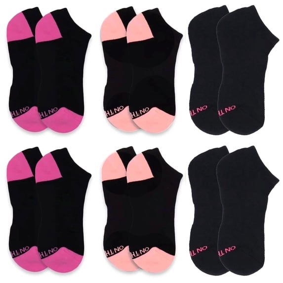 On the Go Women's Cushion Low Cut Socks (6 Pair Pack, Girls Love Pink)
