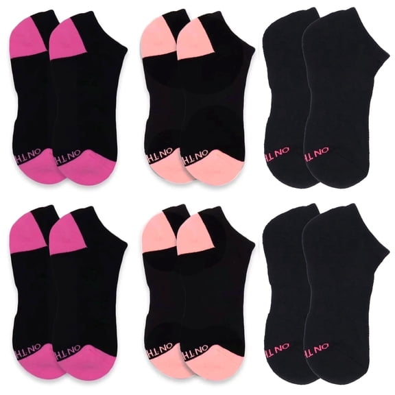 On the Go Women's Cushion Low Cut Socks (6 Pair Pack, Girls Love Pink)