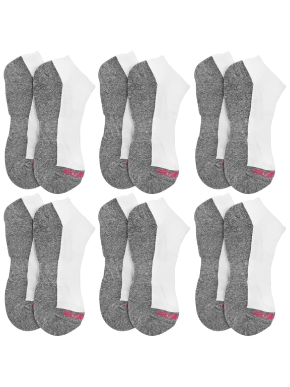 Women's Cushion Low Cut Socks (6 Pair Pack, White with Grey Sole)