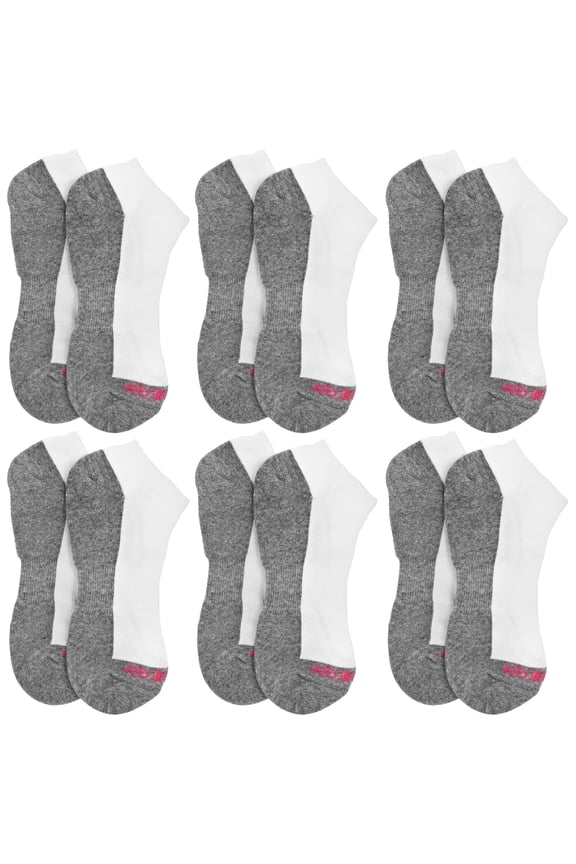 On the Go Women's Cushion Low Cut Socks (6 Pair Pack, White with Grey Sole)