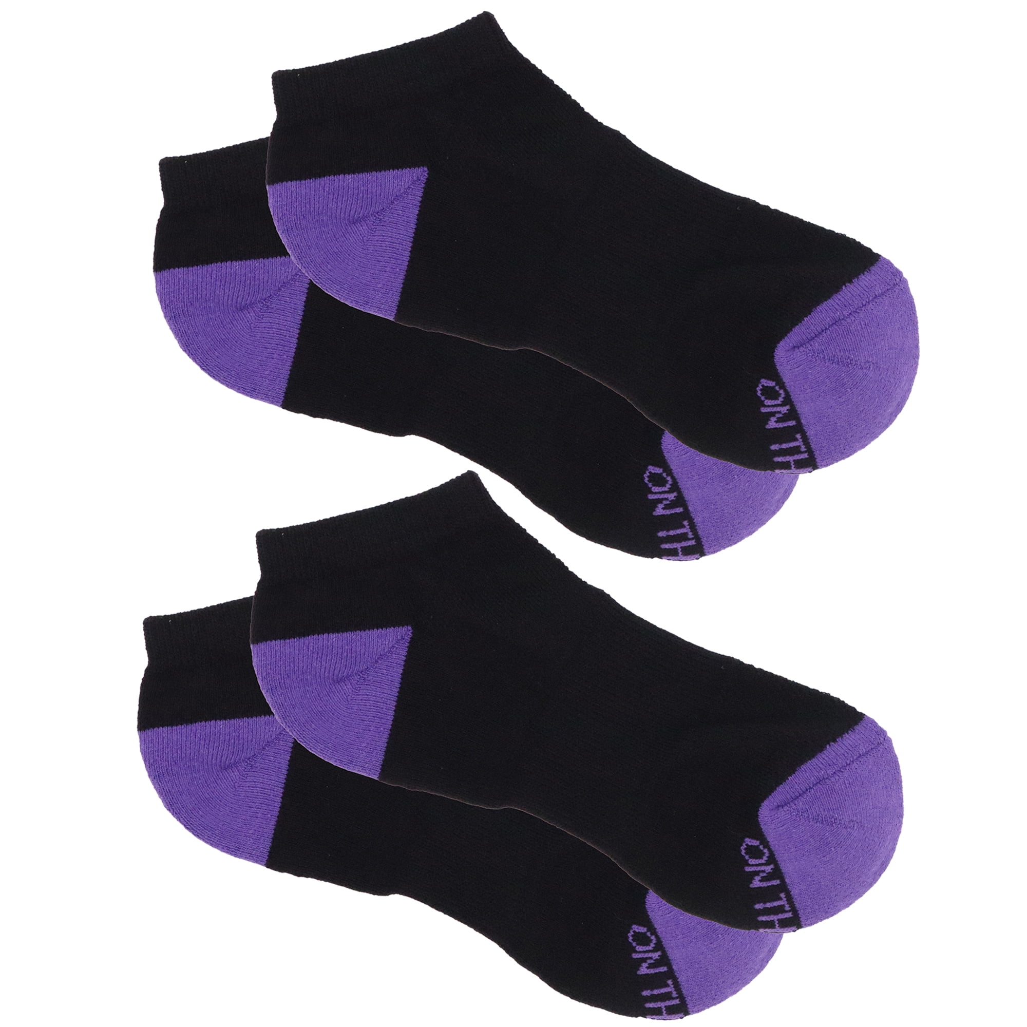 On the Go Women's Low Cut Socks (Black Purple Heel Toe, 2 Pair)