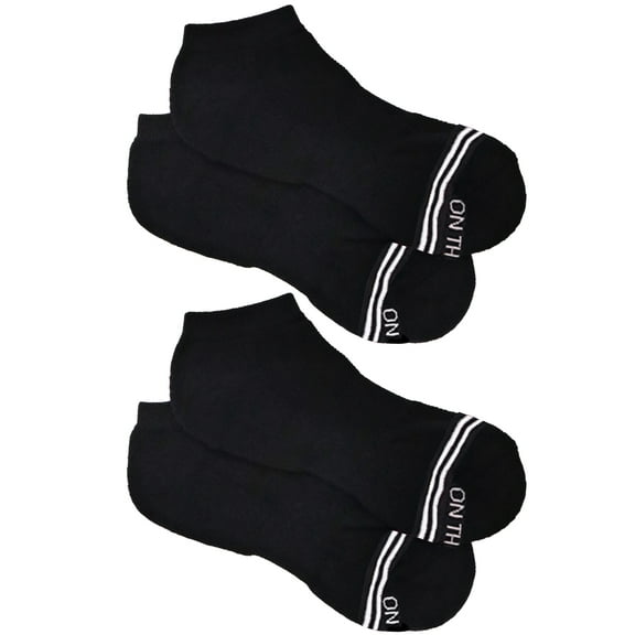 On the Go Women's Low Cut Socks (Black White Toe Stripes, 2 Pair)