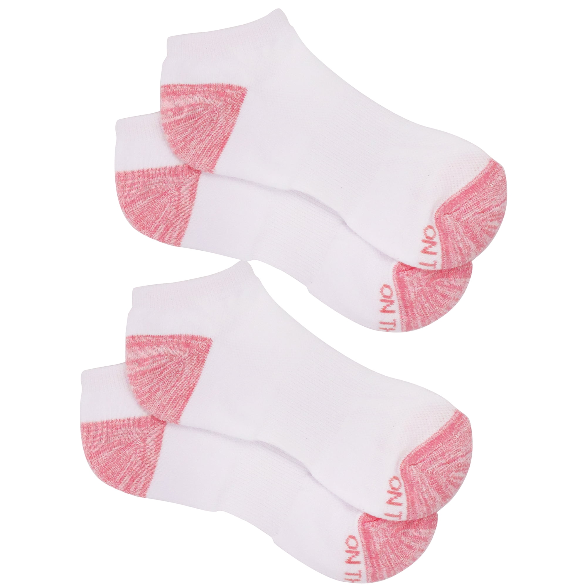 On the Go Women's Low Cut Socks (White Light Pink Fizz Heel Toe, 2 Pair)