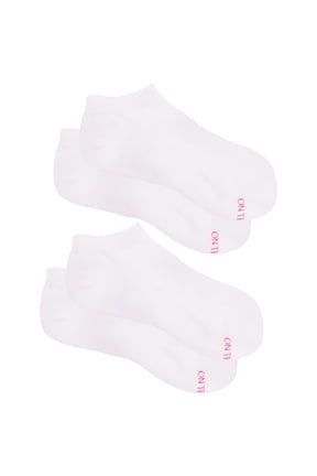 Women's Low Cut Socks (White Solid, 2 Pair)
