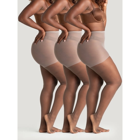 On the Go Women's Ultra Sheer Control Top Pantyhose (3 Pair Pack, Platina, Size 3)