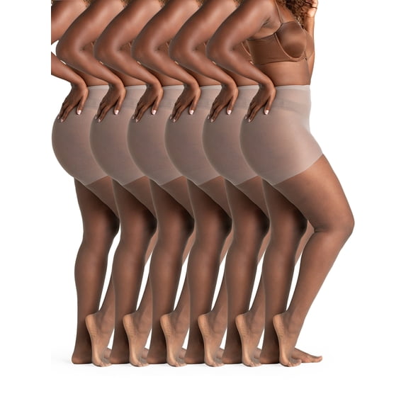 On The Go Women's Ultra Sheer Control Top Pantyhose Platina Size XL, 6 Pair