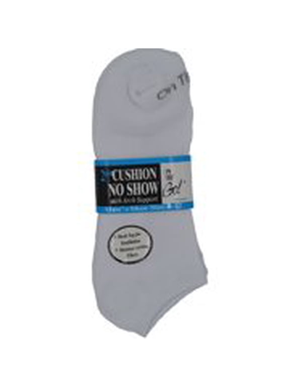 ! Mens Cushion No Show Socks, White