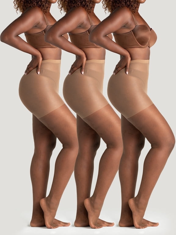 Women's Ultra Sheer Pantyhose (3 Pair Pack, Coffee, Size 3)
