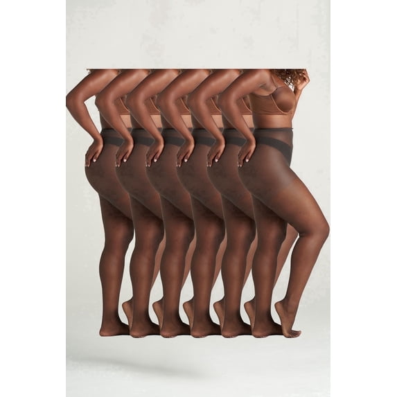 On the Go Women's Ultra Sheer Pantyhose (6 Pair Pack, Jet Black, Size L - Previously Q)