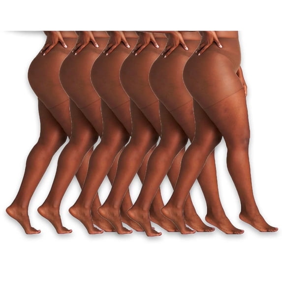 On the Go Women's Ultra Sheer Pantyhose (6 Pair Pack, Jet Brown, Size 2)