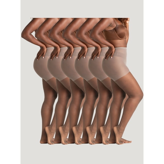 On the Go Women's Ultra Sheer Pantyhose (6 Pair Pack, Oatmeal, Size 3)