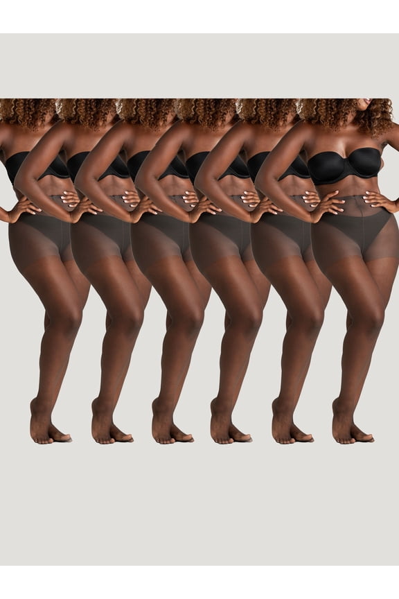 On the Go Women's Ultra Sheer Pantyhose (6 Pair Pack, Off Black, Size XL - Prev. XL-Q)