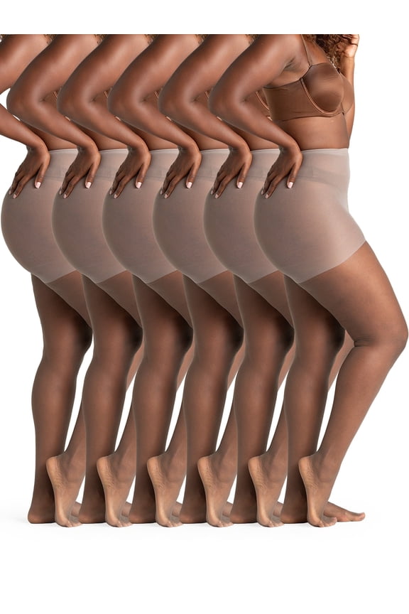 On the Go Women's Ultra Sheer Pantyhose (6 Pair Pack, Platina, Size XL - Prev. XL-Q)