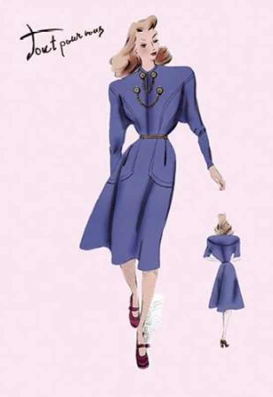 On the Go in Royal Blue 1947 Canvas Art - Unknown (24 x 36)