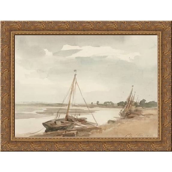 On the River Blackwater, Maldon 24x18 Gold Ornate Wood Framed Canvas Art by Philip Wilson Steer