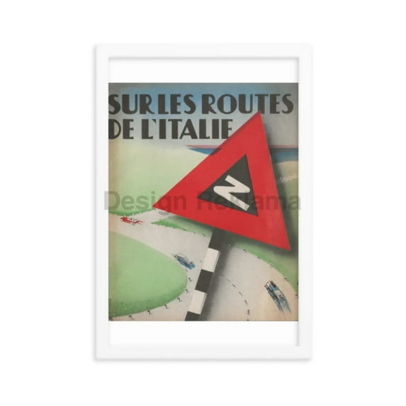 On the Roads of Italy Vintage Travel Poster, 1934. Framed Vintage Travel Poster